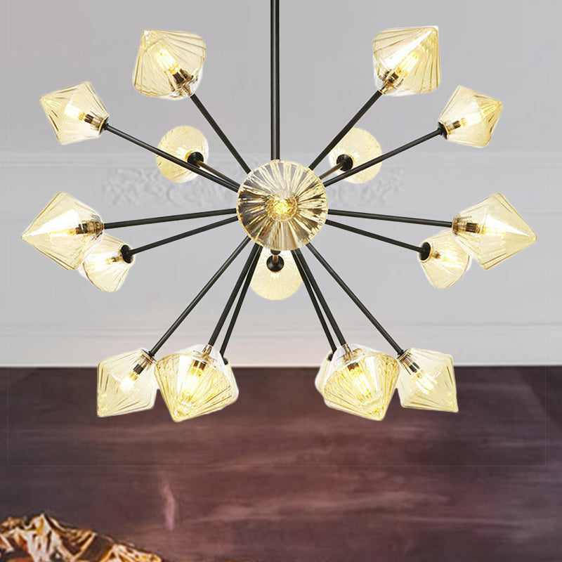 Sleek Semi Flush Light: Modern Amber Glass Shade Led Bulbs Ceiling Fixture - Ideal For Living Room