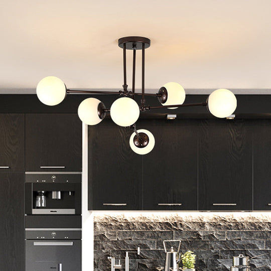 Modern Glass Bubble Chandelier - 6 Head Black Hanging Light Fixture