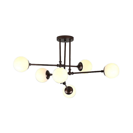 Modern Glass Bubble Chandelier - 6 Head Black Hanging Light Fixture