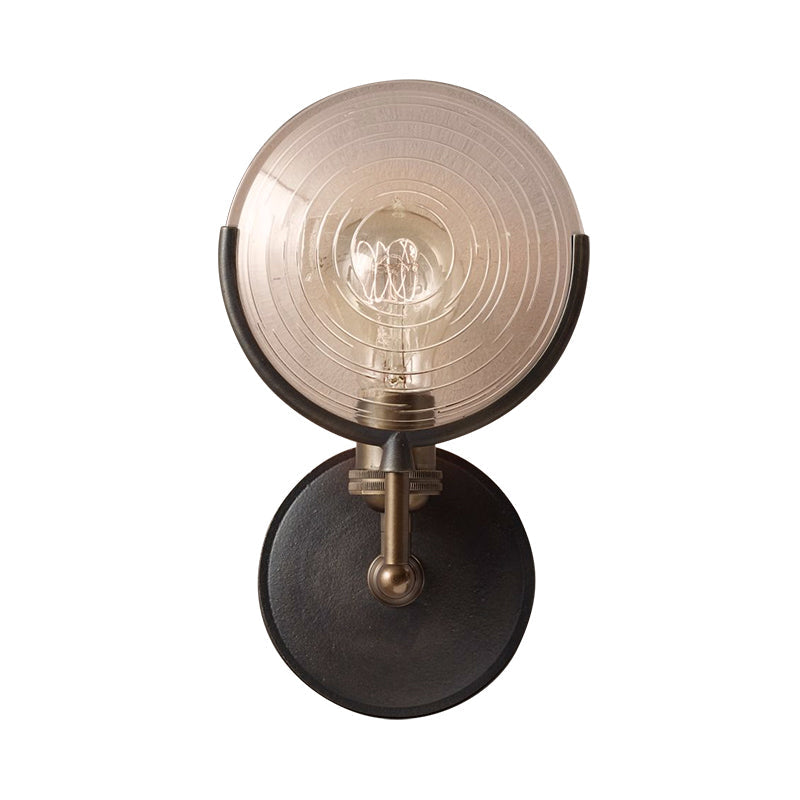 Traditional Metal Armed Sconce Light - 11.5/24 Wide 1 Head Black Wall Lamp With Frosted Glass Deco