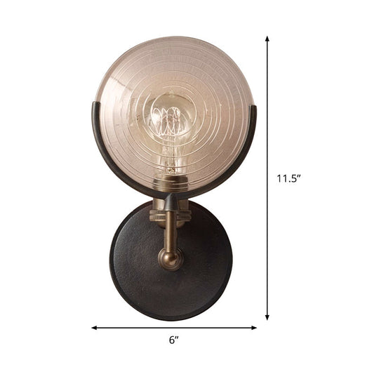 Traditional Metal Armed Sconce Light - 11.5/24 Wide 1 Head Black Wall Lamp With Frosted Glass Deco