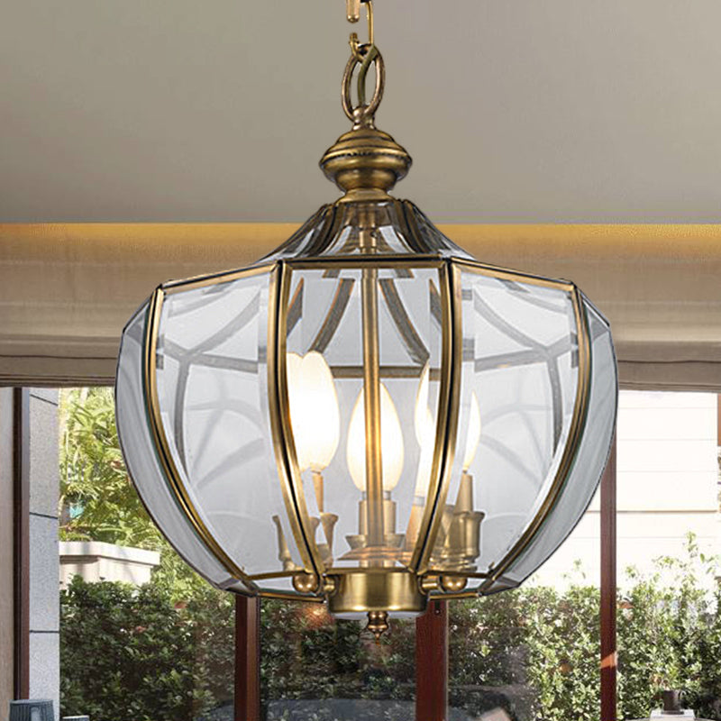 Modern Milk Glass Chandelier With 3-Bulb Pendant Lighting & Brass Finish