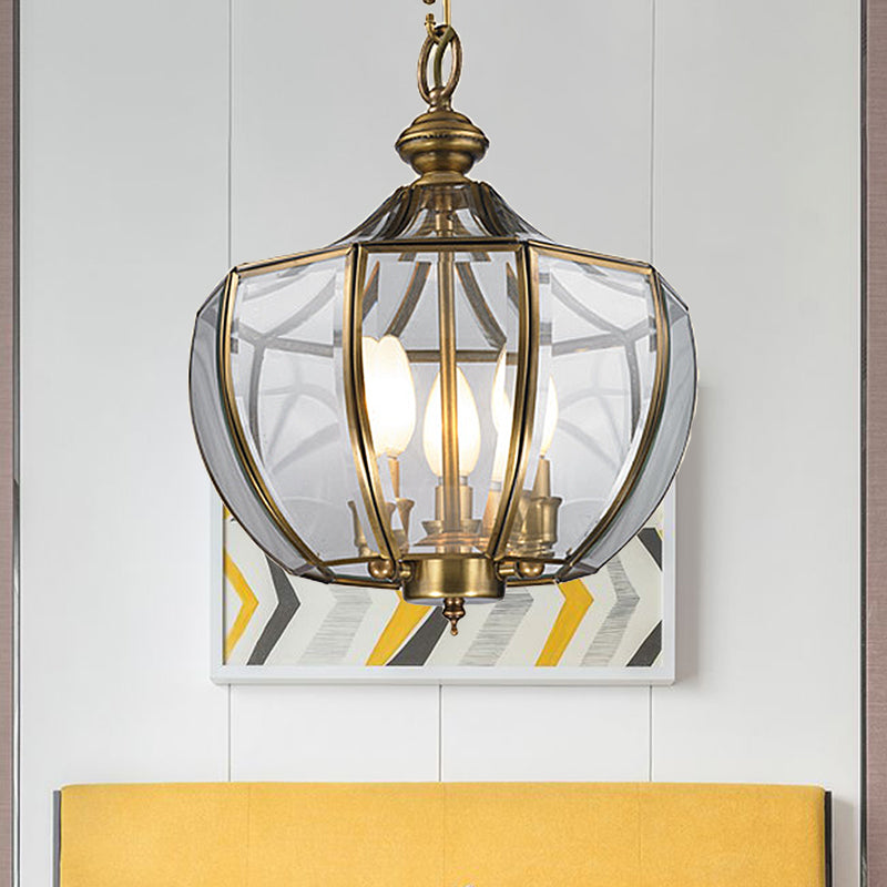 Modern Milk Glass Chandelier With 3-Bulb Pendant Lighting & Brass Finish