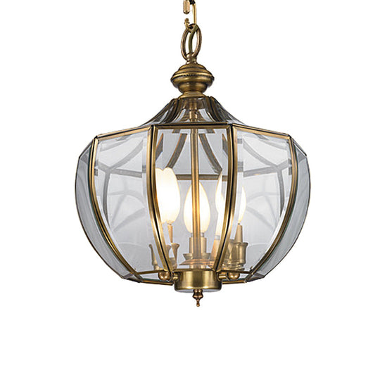 Modern Milk Glass Chandelier With 3-Bulb Pendant Lighting & Brass Finish