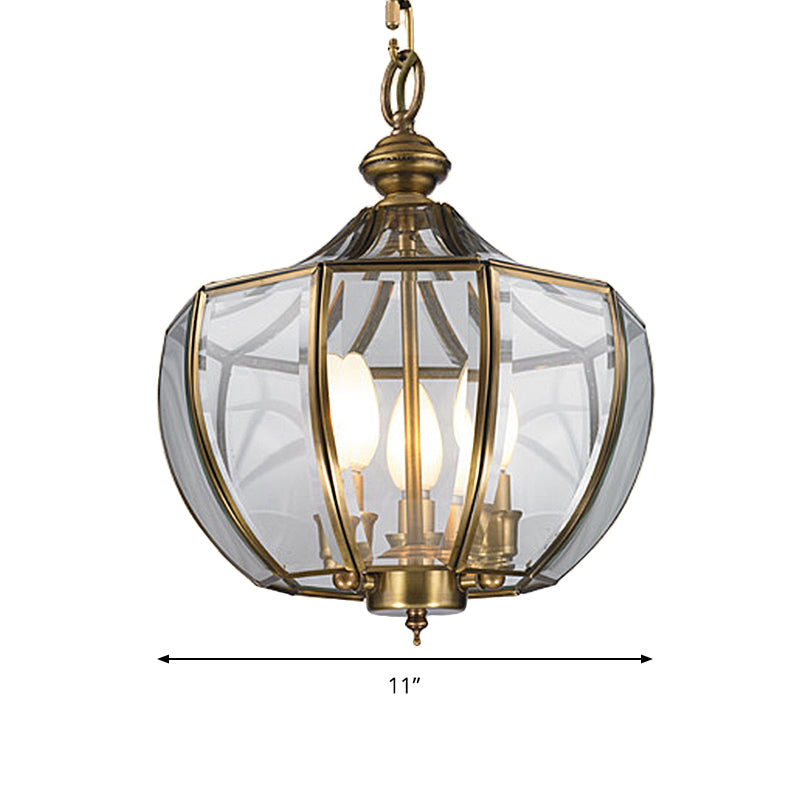 Modern Milk Glass Chandelier With 3-Bulb Pendant Lighting & Brass Finish