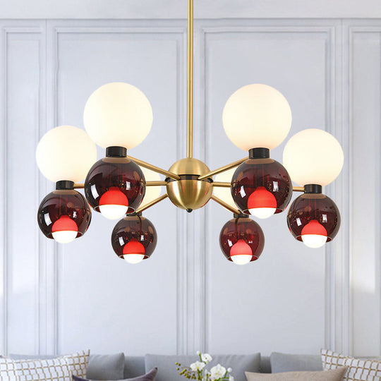 Starburst Ceiling Chandelier - 12 Heads, Contemporary Metal Hanging Light Fixture in Brass