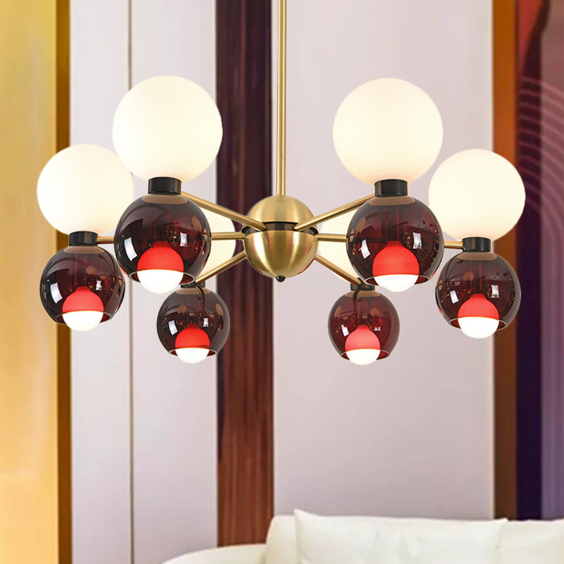 Starburst Ceiling Chandelier - 12 Heads, Contemporary Metal Hanging Light Fixture in Brass