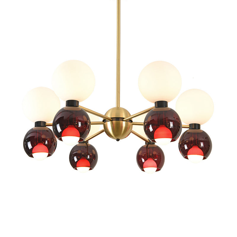 Starburst Ceiling Chandelier - 12 Heads, Contemporary Metal Hanging Light Fixture in Brass