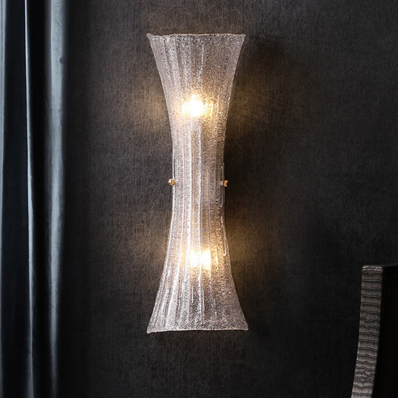 Curvy Clear Bubble Glass Wall Sconce With 2 Lights For Traditional Bedroom Lighting