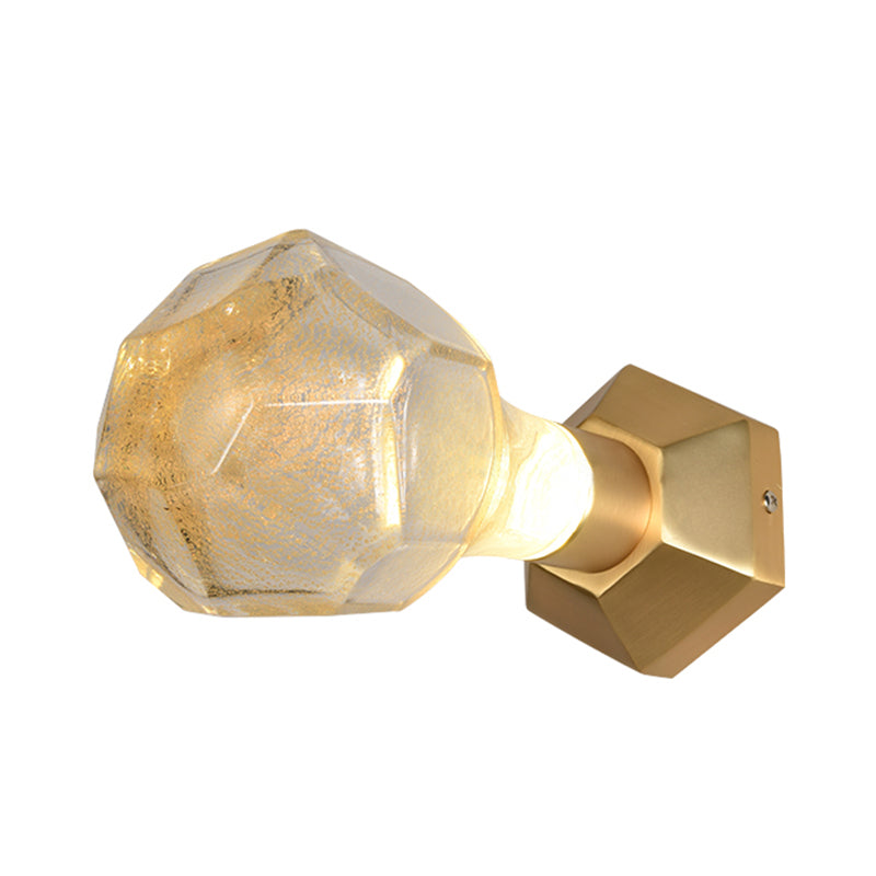 Gold Led Bubble Glass Wall Sconce Light For Restaurants: Traditional Geometric Design