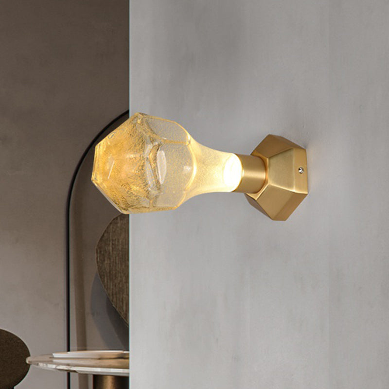 Gold Led Bubble Glass Wall Sconce Light For Restaurants: Traditional Geometric Design