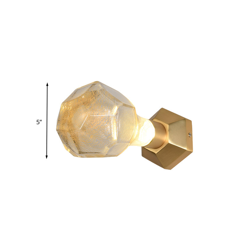 Gold Led Bubble Glass Wall Sconce Light For Restaurants: Traditional Geometric Design