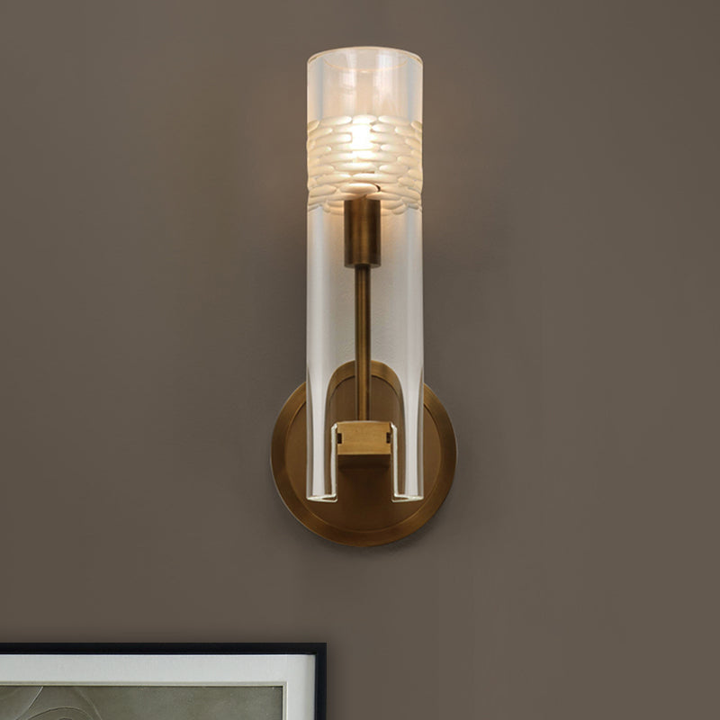 Modern Gold Crystal Wall Lamp: Stylish Cylinder Design Perfect For Living Room Lighting