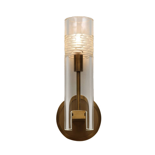 Modern Gold Crystal Wall Lamp: Stylish Cylinder Design Perfect For Living Room Lighting