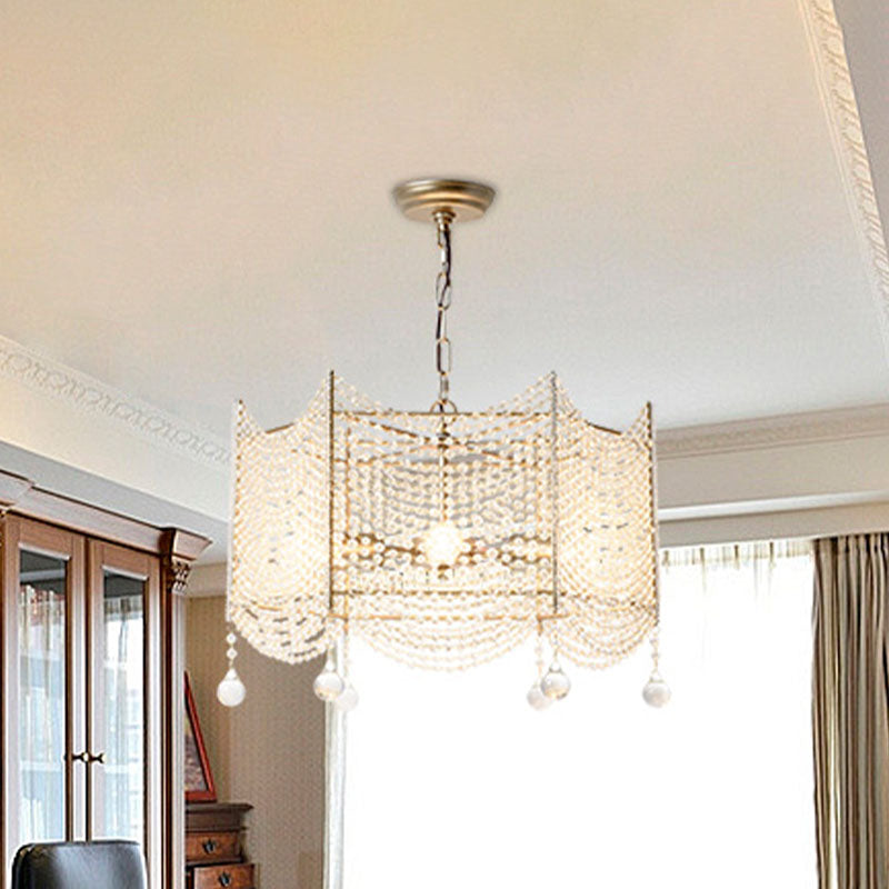 Traditional Brass Crystal Chandelier - Beaded Pendant Lighting Fixture For Dining Room (4/6 Lights)