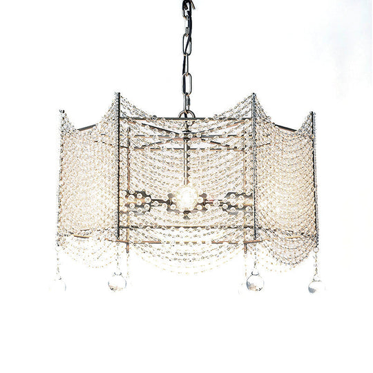 Traditional Brass Crystal Chandelier - Beaded Pendant Lighting Fixture For Dining Room (4/6 Lights)