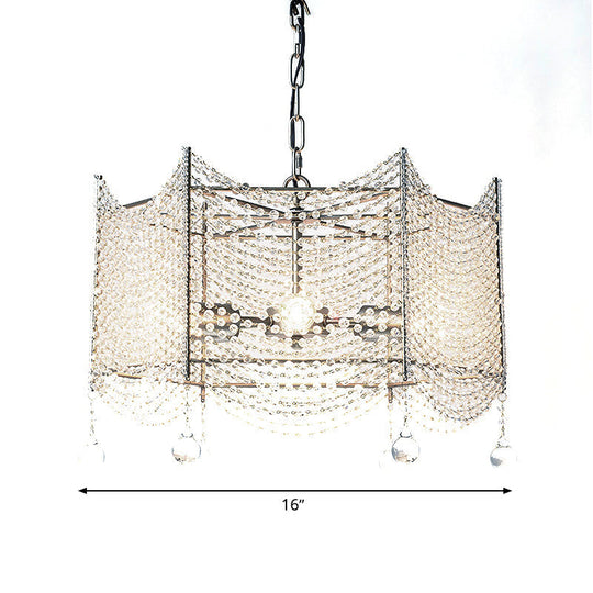 Traditional Brass Crystal Chandelier - Beaded Pendant Lighting Fixture For Dining Room (4/6 Lights)