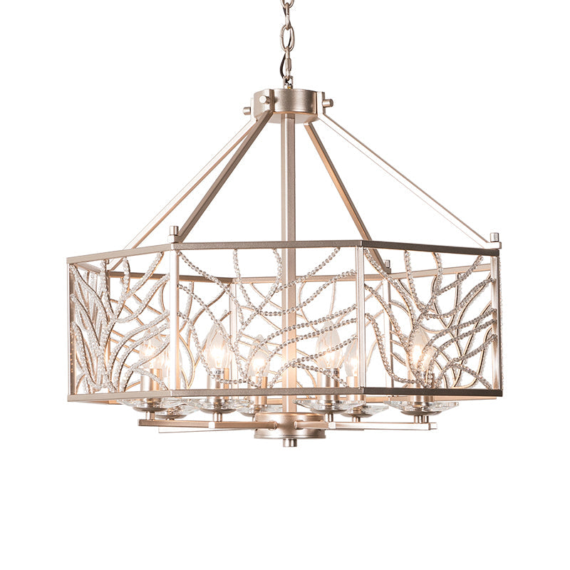 Minimalist Crystal Chandelier - Silver Champagne Pendant Lamp With 6/8 Lights For Living Room