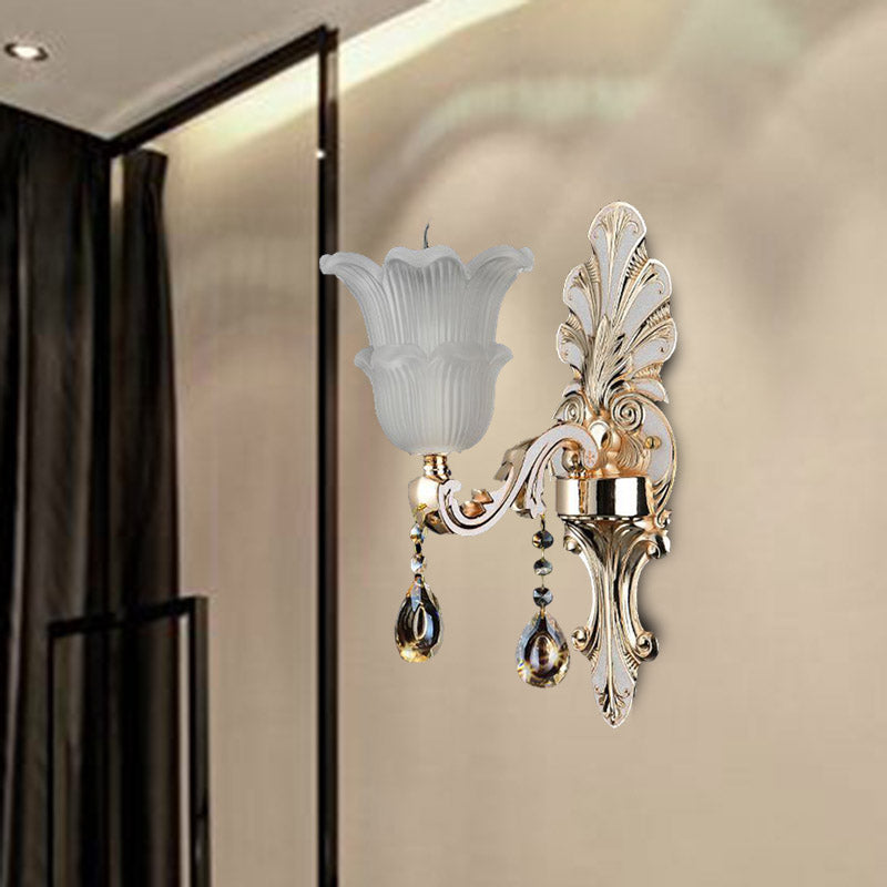 Bloom Crystal Glass Wall Sconce With Led In Gold (1/2 Heads) 1 /