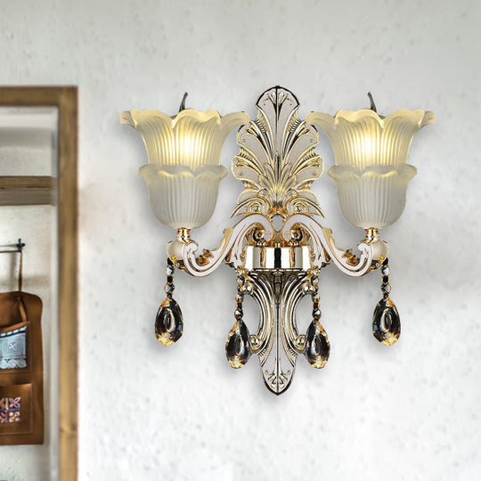 Bloom Crystal Glass Wall Sconce With Led In Gold (1/2 Heads) 2 /