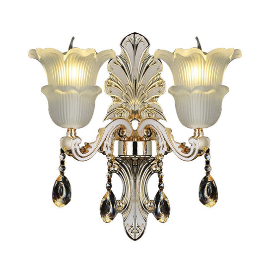 Bloom Crystal Glass Wall Sconce With Led In Gold (1/2 Heads)