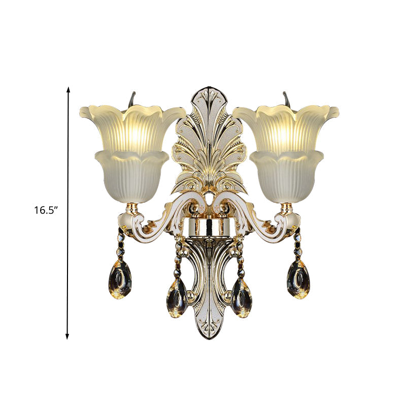 Bloom Crystal Glass Wall Sconce With Led In Gold (1/2 Heads)