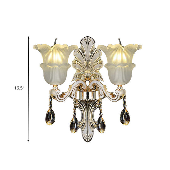 Bloom Crystal Glass Wall Sconce With Led In Gold (1/2 Heads)