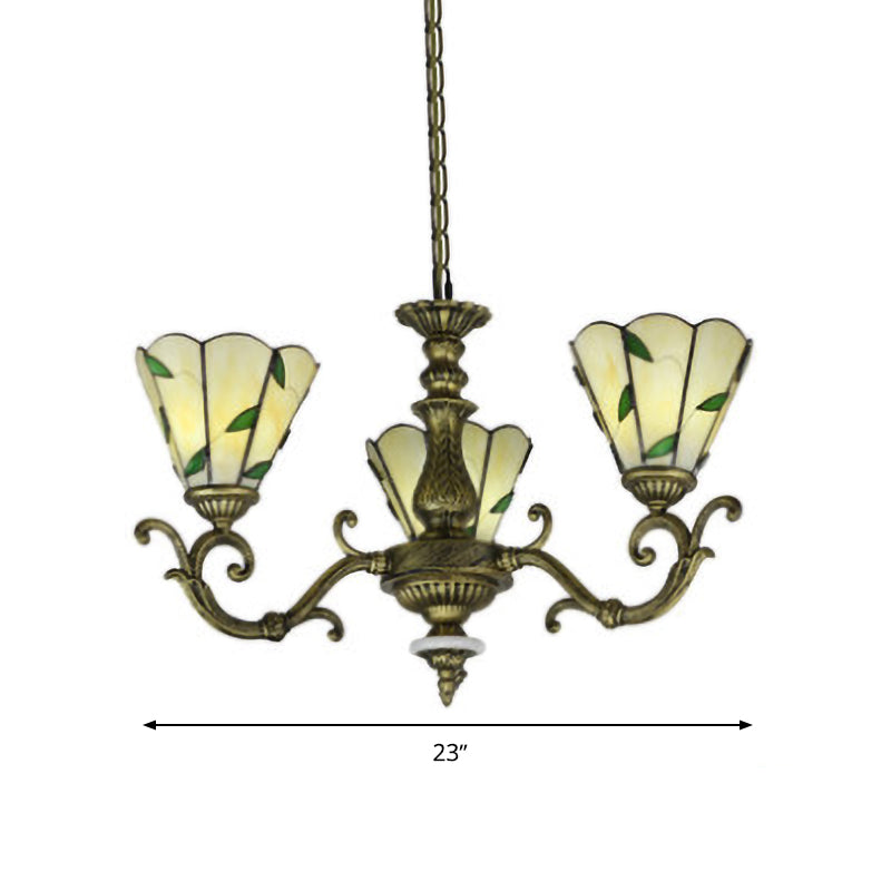 Beige Glass Green Chandelier: Leaf Design, 5/9/11 Lights, Baroque Style, Kitchen Lighting Fixture