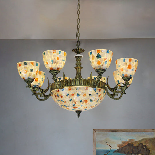 Mediterranean Shell Mosaic Pendant Chandelier - White with 5/9/11 Lights