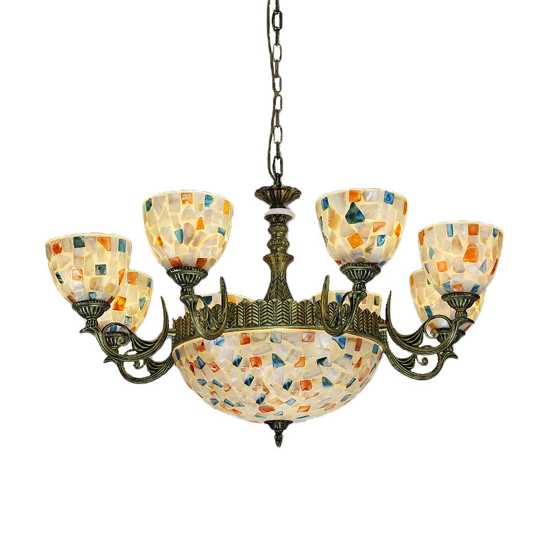 Mediterranean Shell Mosaic Pendant Chandelier - White with 5/9/11 Lights