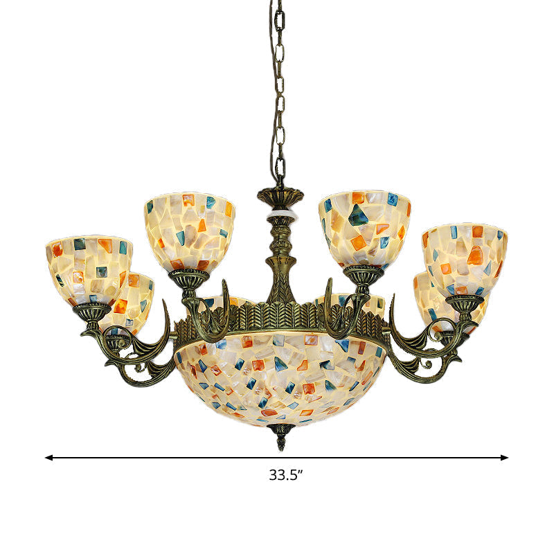 Mediterranean Shell Mosaic Pendant Chandelier - White with 5/9/11 Lights