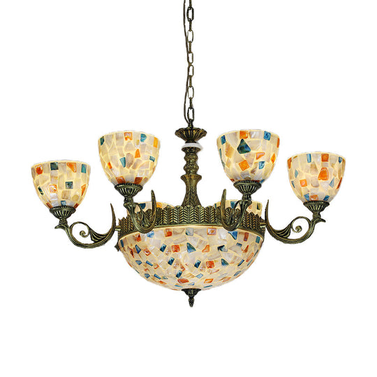 Mediterranean Shell Mosaic Pendant Chandelier - White with 5/9/11 Lights