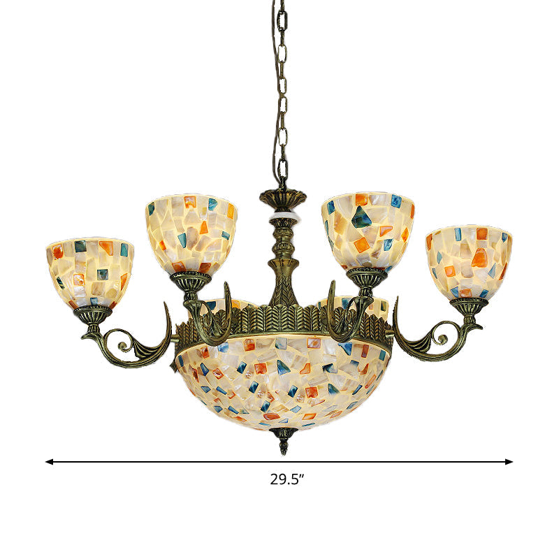 Mediterranean Shell Mosaic Pendant Chandelier - White with 5/9/11 Lights