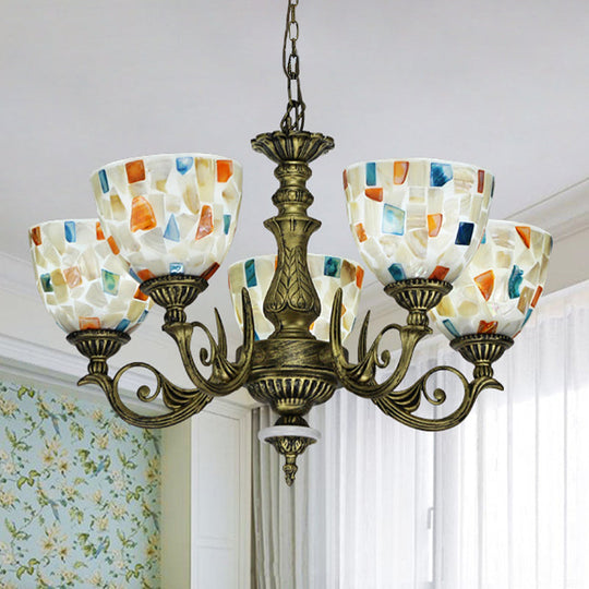 Mediterranean Shell Mosaic Pendant Chandelier - White with 5/9/11 Lights