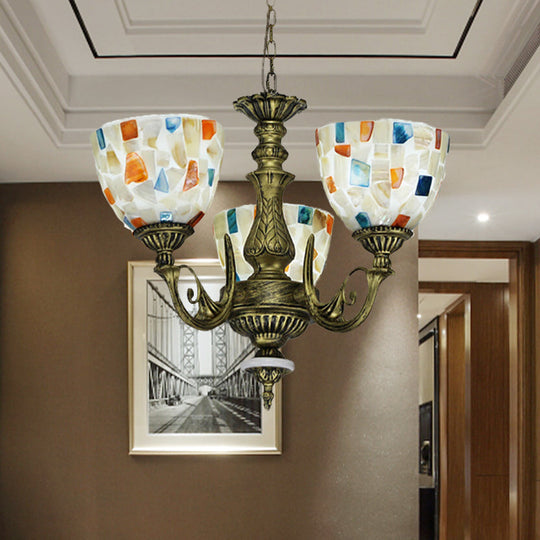 Mediterranean Shell Mosaic Pendant Chandelier - White with 5/9/11 Lights