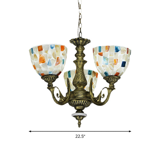 Mediterranean Shell Mosaic Pendant Chandelier - White with 5/9/11 Lights