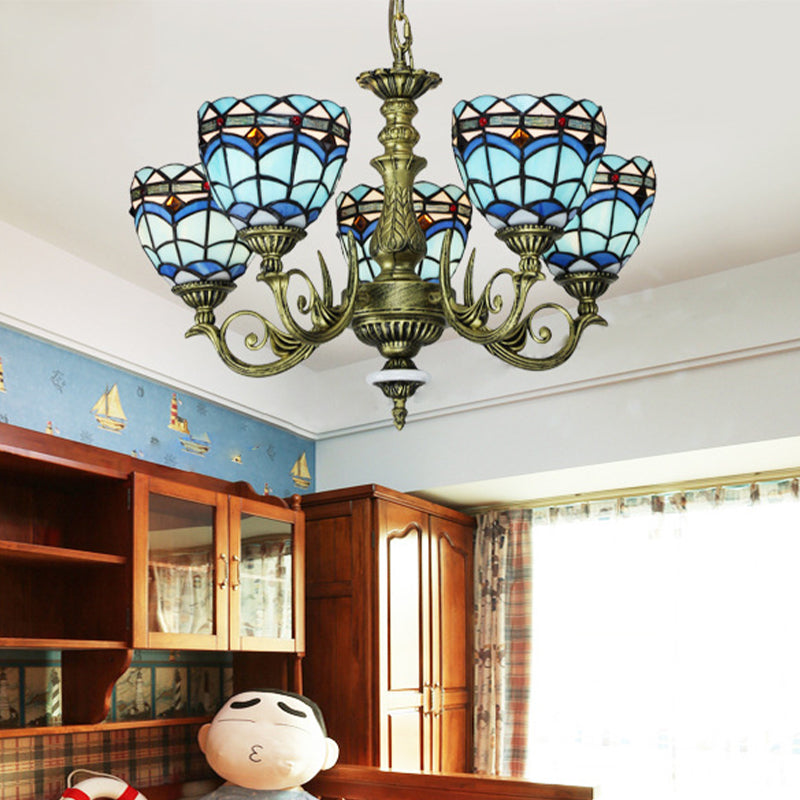 Victorian Blue Cut Glass Chandelier With Curved Arms And 5/9/11 Lights For Bedroom Suspension