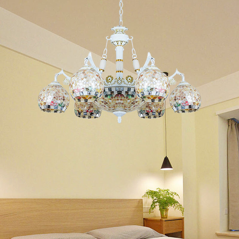 Shell Mosaic Pendant Chandelier - White Tiffany Design - 5/9/11 Lights - Ideal for Living Room Ceiling Suspension