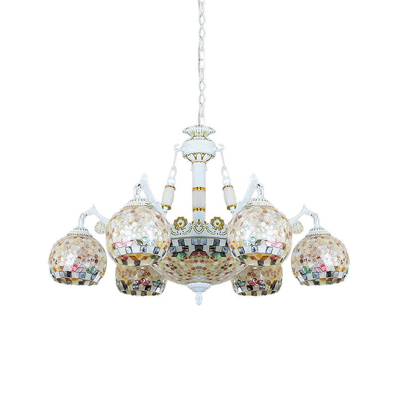 Shell Mosaic Pendant Chandelier - White Tiffany Design - 5/9/11 Lights - Ideal for Living Room Ceiling Suspension