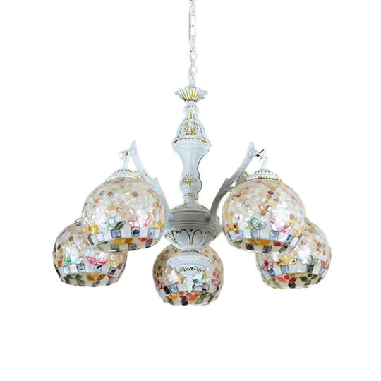 Shell Mosaic Pendant Chandelier - White Tiffany Design - 5/9/11 Lights - Ideal for Living Room Ceiling Suspension