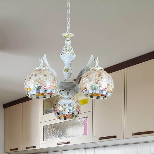 Shell Mosaic Pendant Chandelier - White Tiffany Design - 5/9/11 Lights - Ideal for Living Room Ceiling Suspension