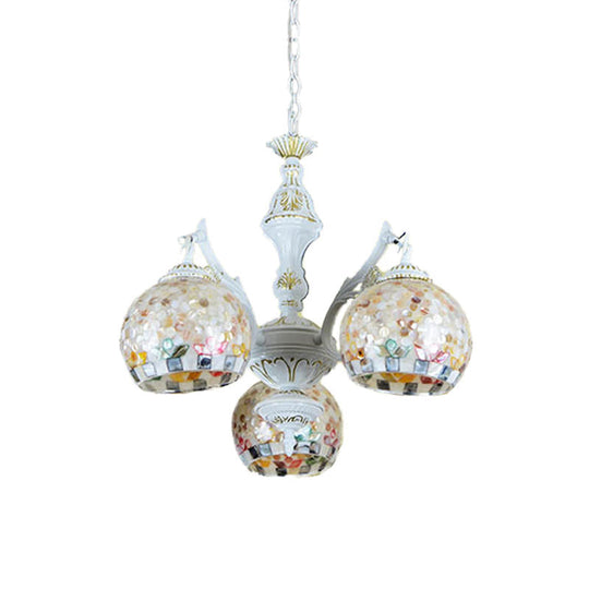 Shell Mosaic Pendant Chandelier - White Tiffany Design - 5/9/11 Lights - Ideal for Living Room Ceiling Suspension