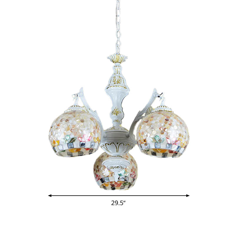 Shell Mosaic Pendant Chandelier - White Tiffany Design - 5/9/11 Lights - Ideal for Living Room Ceiling Suspension