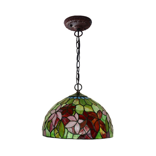 Black Mediterranean Chandelier with Red Cut Glass Petal Pendant in 12"/16" Width and 1/2 Lights