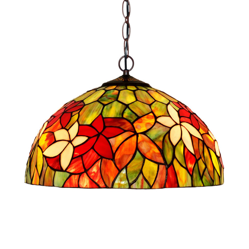 Black Mediterranean Chandelier with Red Cut Glass Petal Pendant in 12"/16" Width and 1/2 Lights