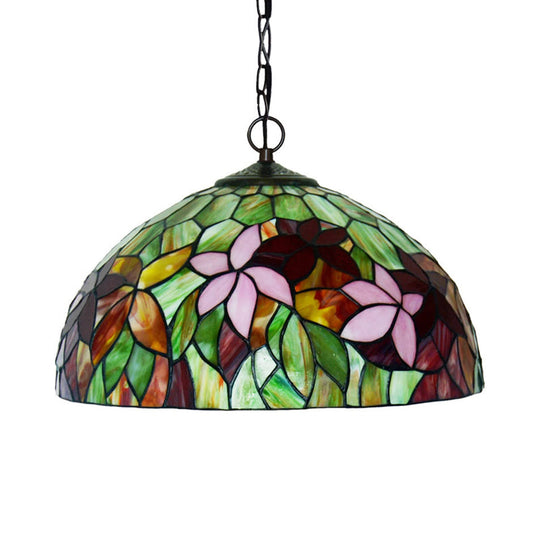 Black Mediterranean Chandelier with Red Cut Glass Petal Pendant in 12"/16" Width and 1/2 Lights