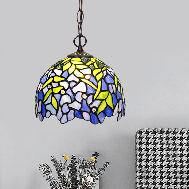 Tiffany Yellow Cut Glass Pendant Lamp 8/12/16 W - Ideal For Kitchen Dome Hanging Chandelier With 1/2