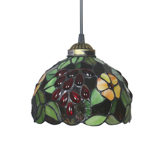 Victorian Cut Glass Pendant Light Kit- Single Light Grape/Flower/Diamond Suspension Lamp in White/Red/Yellow for Kitchen