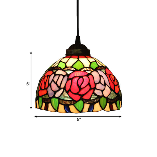 Victorian Cut Glass Pendant Light Kit- Single Light Grape/Flower/Diamond Suspension Lamp in White/Red/Yellow for Kitchen