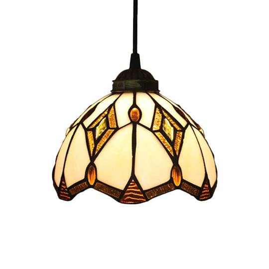 Victorian White/Red/Yellow Cut Glass Pendant Light Kit - Elegant 1-Light Grape/Flower/Diamond